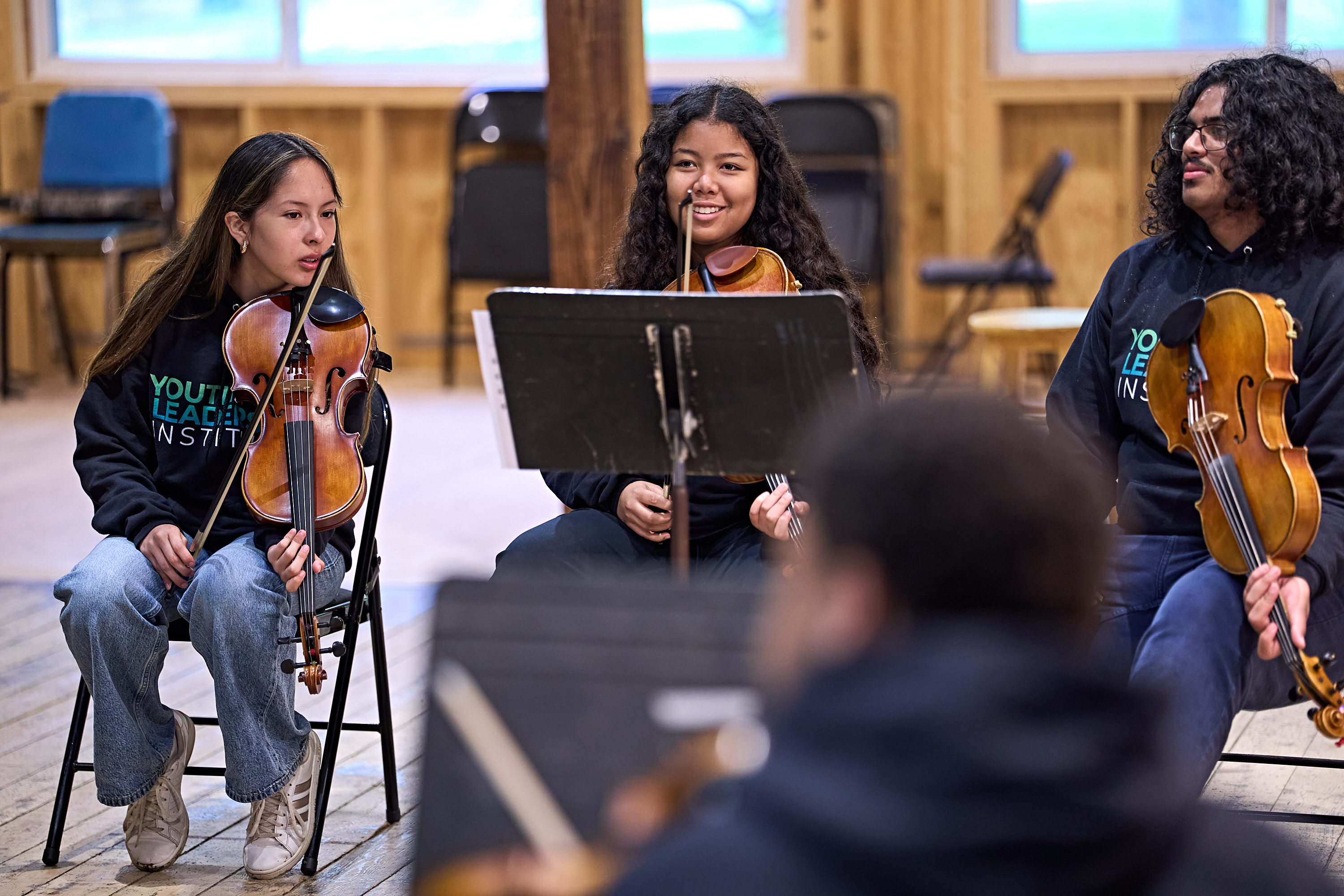 Members of the 2026 Youth Leadership Institute cohort rehearse together during the Kinhaven residency.