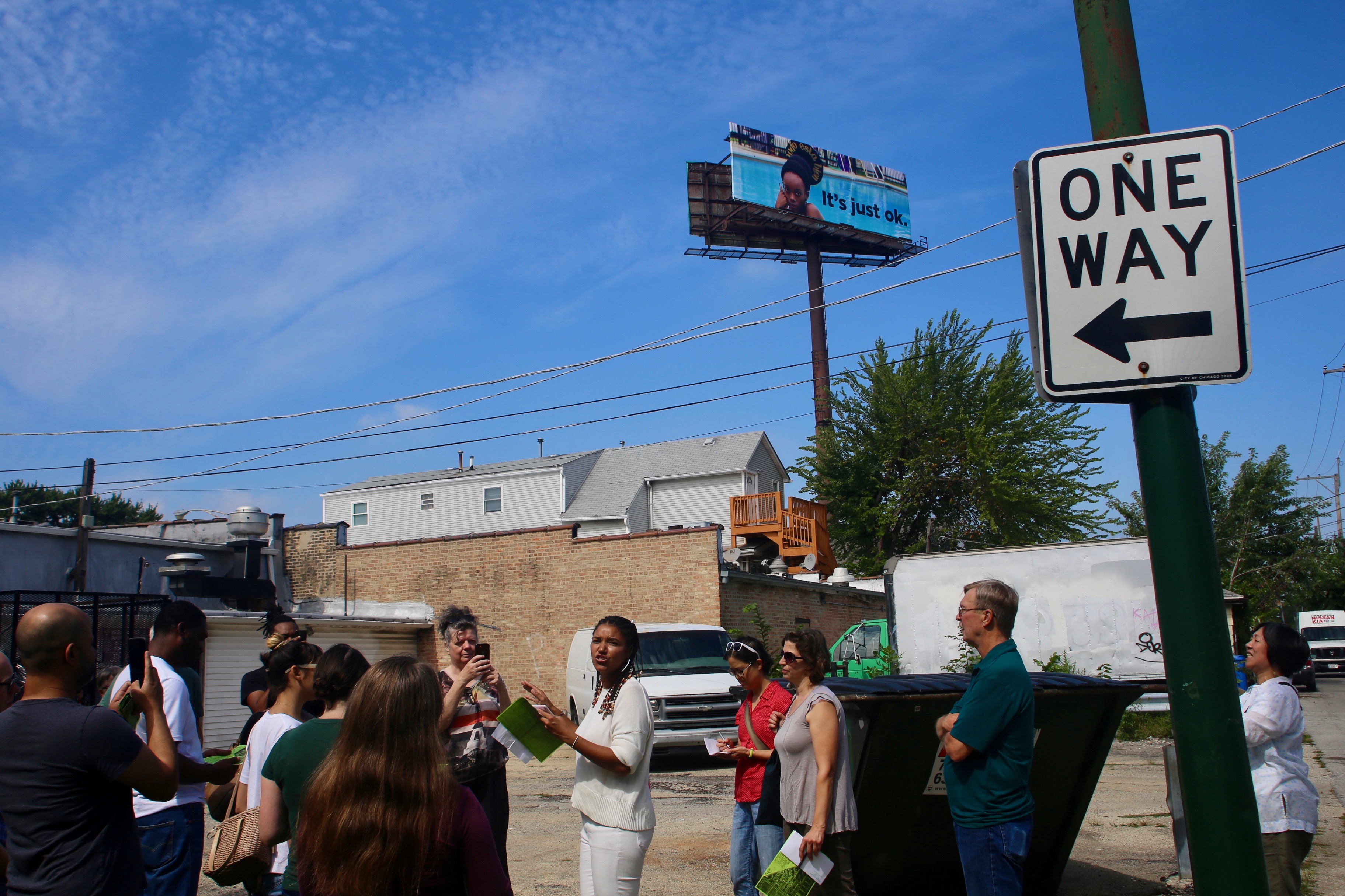 Nia Easley leading a walking tour